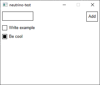 our sample neutrino application, showing a todo list